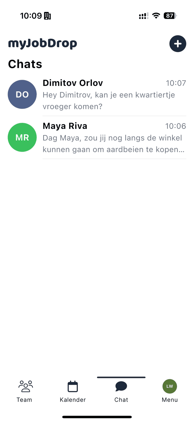 In-app messaging interface